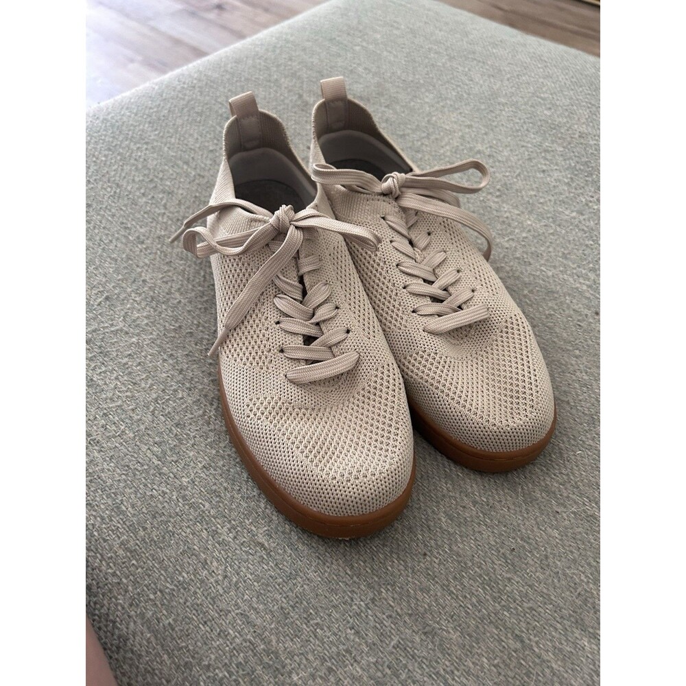 Suavs Women’s Knit Sneakers Size 8 Beige Gum Sole Lightweight Casual Comfort